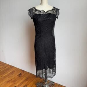 Y2K Black Lace Sheer Shift Dress with Strapless Slip